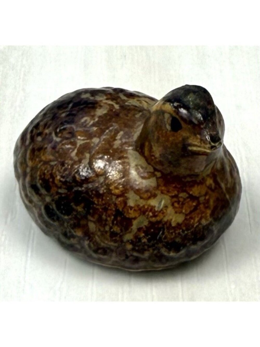 VTG 1.75" Miniature Handpainted Ceramic Domestic QUAIL Bird Figurine Brown Japan